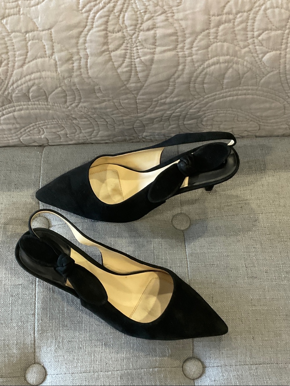 Alex Marie Black Suede Pointed Slingback Heels